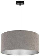 Závesné svietidlo Mediolan, 1x šedé/chrómové textilné tienidlo