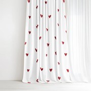 Goldea bavlnený záves - červené srdiečka na bielom 140x150 cm