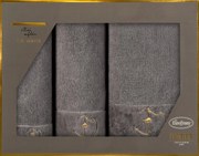 BAVLNENÝ UTERÁK EVA MINGE GAJA SADA 1KS 30X50 CM, 1KS 50X90 CM, 1KS 70X140 CM SIVÁ