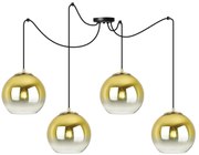 Závesné svietidlo Bergen Gold Spider, 4x zlaté/transparentné sklenené tienidlo (fi 15cm)