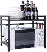 eCarla Stojan na mikrovlnku, polička s nastaviteľnou šírkou 37-65cm, čierny kov