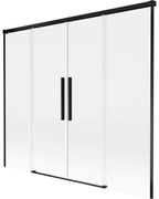 Mexen Rox, 2-krídlová posuvná vaňová zástena 180 x 150 cm, 8mm číre sklo, čierny matný profil, 8C9-180-002-70-00