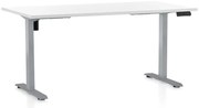 Výškovo nastaviteľný stôl OfficeTech B, 160 x 80 cm, sivá podnož, biela