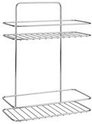 Závesná oceľová kúpeľňová polička bez vŕtania v lesklo striebornej farbe Luxy – Metaltex