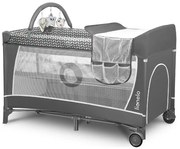 Lionelo - Cestovná postieľka FLOWER Šedá Scandi