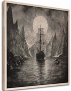 Obraz na dreve - Drakkar pod lunou
