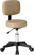 HOMCOM Rolling Stool with Backrest, Height Adjustable (72–84 cm / 28.3–33.1 in), 360° Swivel Office/Salon/Massage Stool – Light Brown | Aosom