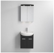 Kúpeľňová skrinka s umývadlom Vang + LED zrkadlová skrinka 230V IP44 čierna