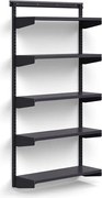 Nástenný regál RELY, základná sekcia, oceľové police, 1800x900x300 mm, antracit