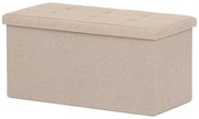 Taburet s úložným prostorem, látka krémová