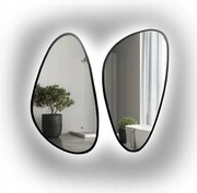 Sada dvoch nepravidelných Led zrkadiel Selenit v čiernom ráme Mdf 180X157