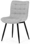 Židle jídelní, stříbrná látka, černé kovové nohy