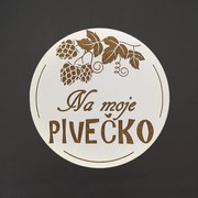 AMADEA Drevený podtácok okrúhly Pivo text "na moje pivečko", priemer 10,5 cm, český výrobok