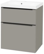 Mereo Mereo, Mailo, kúpeľňová skrinka s umývadlom z liateho mramoru 61 cm, čierne madlo, MER-CN570MB