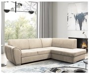 Rozkladacia rohová sedacia súprava SERPA do tvaru L s úložným priestorom, pravé prevedenie, béžová