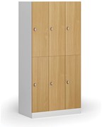 Šatníková skrinka s úložnými boxmi, 6 boxov, 1850 x 900 x 500 mm, otočný zámok, laminované dvere, buk
