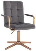 LuxuryForm DESIGN Otočná stolička VERONA GOLD VELUR na zlatom kríži - tmavo šedá