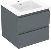 Mexen Orio, kúpeľňová skrinka 50 cm s umývadlom Otis, 2 zásuvky, grafitová matná/biela matná, 91A10-05047-2-BFF66-W18M01