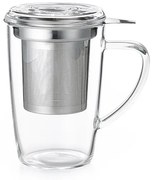 Sklenený hrnček s nerezovým sitkom