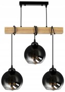 BERGE LED závesné stropné svietidlo, drevený trám, 3xE27, loft, dymovo šedá
