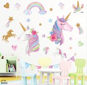 Veselá Stena Samolepka na stenu na stenu Ružoví jednorožci