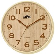 Plastové nástenné hodiny MPM E01.2976 s dekorom dreva, 30 cm
