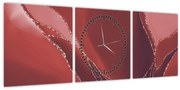 Obraz - Červená abstraktná kvetina N⁰2 (s hodinami) (90x30 cm)