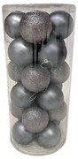 DECOLED Plastové koule, prům. 8 cm, šedá, 12x matná, 12x glitter
