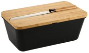 Kesper Chlebník veľký, s bambusovým vekom a nožom 3v1 – čierny