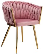 Jedálenská stolička COFTON zamatová, zlatá / ružová