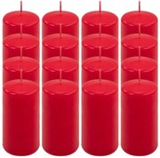 Červená parafínová sviečka 10 cm, 20 h horenia, sada 16 ks