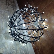 DECOLED Svetelná guľa LED, ľadovo biela, priemer 40 cm, čierny kábel