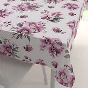 Biante Bavlnený obdĺžnikový obrus Sandra SA-623 Lila orchidey na bielom 50x100 cm