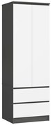 Skriňa s nadstavcom S 60 cm 2D 2SZ CLP grafitová / sivá / biela