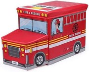 eCarla Úložný detský box a taburet pre deti, POŽIARNE VOZIDLO - hasiči, červený