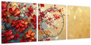 Obraz - Kvitnúci strom (s hodinami) (90x30 cm)