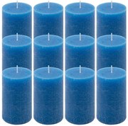 Modrá parafínová sviečka rustikálna 11,5 cm, 40 h, sada 12ks
