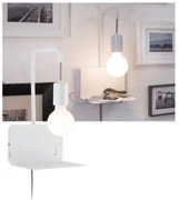 Paulmann 79812 - 1xE27/40W Nástenné svietidlo CALVANI s policou a USB, 230V, biele