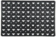 Čierna gumová rohožka so srdiečkami - 60*40*1 cm