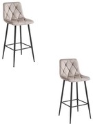 Set dvoch barových stoličiek NADO zamatové tmavobéžové (čierne nohy) 2 ks