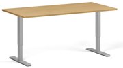 Výškovo nastaviteľný stôl, 160x80 cm, 2 motory, sivá podnož, buk