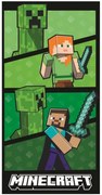 Bavlnená plážová osuška Minecraft – motív Creeper Fight × Alex a Steve - 100% bavlna - 70 x 140 cm