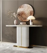 KONZOLA GASTON ZLATÝ PODSTAVEC + BIELA + SYNTETICKÝ MRAMOR