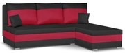 Rohová sedacia súprava s funkciou spania GUSTO Černá/červená