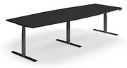 Nastaviteľný rokovací stôl QBUS, oválny, 3200x1200 mm, čierny rám, čierna