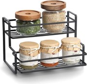 Zeller Present Polica na korenie, 2-poschodová, čierna RACK, 26 × 20 × 17