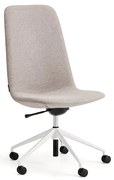 Stolička LANGLEY, stredný sedák, s kolieskami, biela/šedohnedá