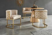 Luxusná zamatová jedálenská stolička Golden Hive béžová