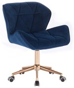 LuxuryForm DESIGN Stolička MILANO VELUR na zlatej podstave s kolieskami - modrá