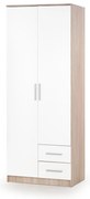 Šatníková skriňa Lima II, biela / dub sonoma